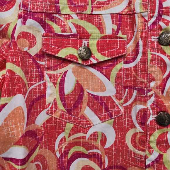 Ruby Rd Coral Orange Swirl Cropped Twill Jacket Women's 14 - Picture 5 of 10